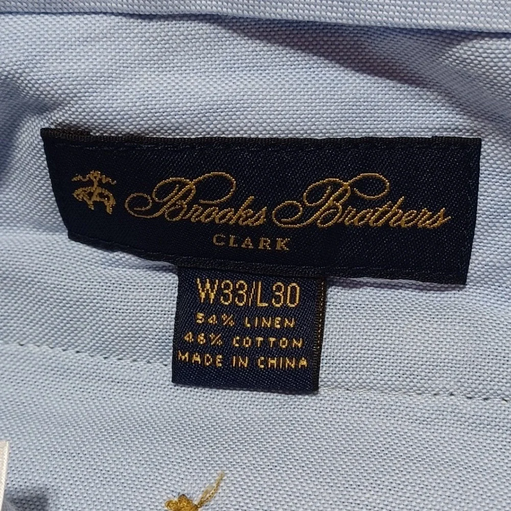 Brooks Brothers Baird McNutt Clark Linen Pants Mens 33x30 Green Preppy Coastal